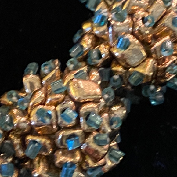 Stunning Coppola E Toppo 1950 Venetian Beaded Collar Necklace  Gold And Green - Picture 3 of 7